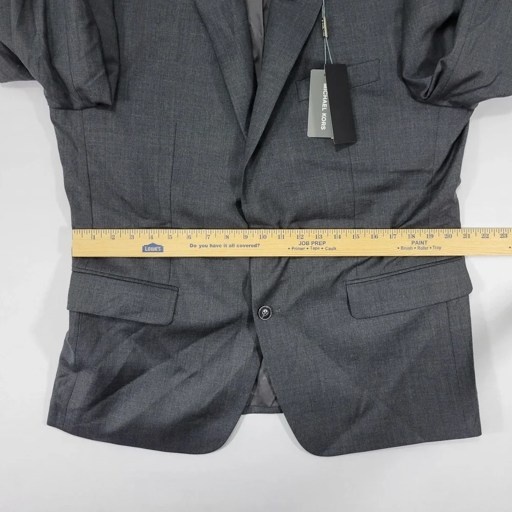 Michael Kors Mens Sport Coat Blazer Two Button Gray Sharkskin Wool Blend 43R NEW
